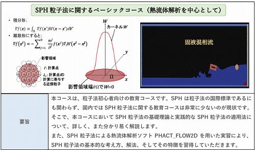 SPH粒子法基礎コース - 基礎理論と実践的なSPH粒子法の適用例